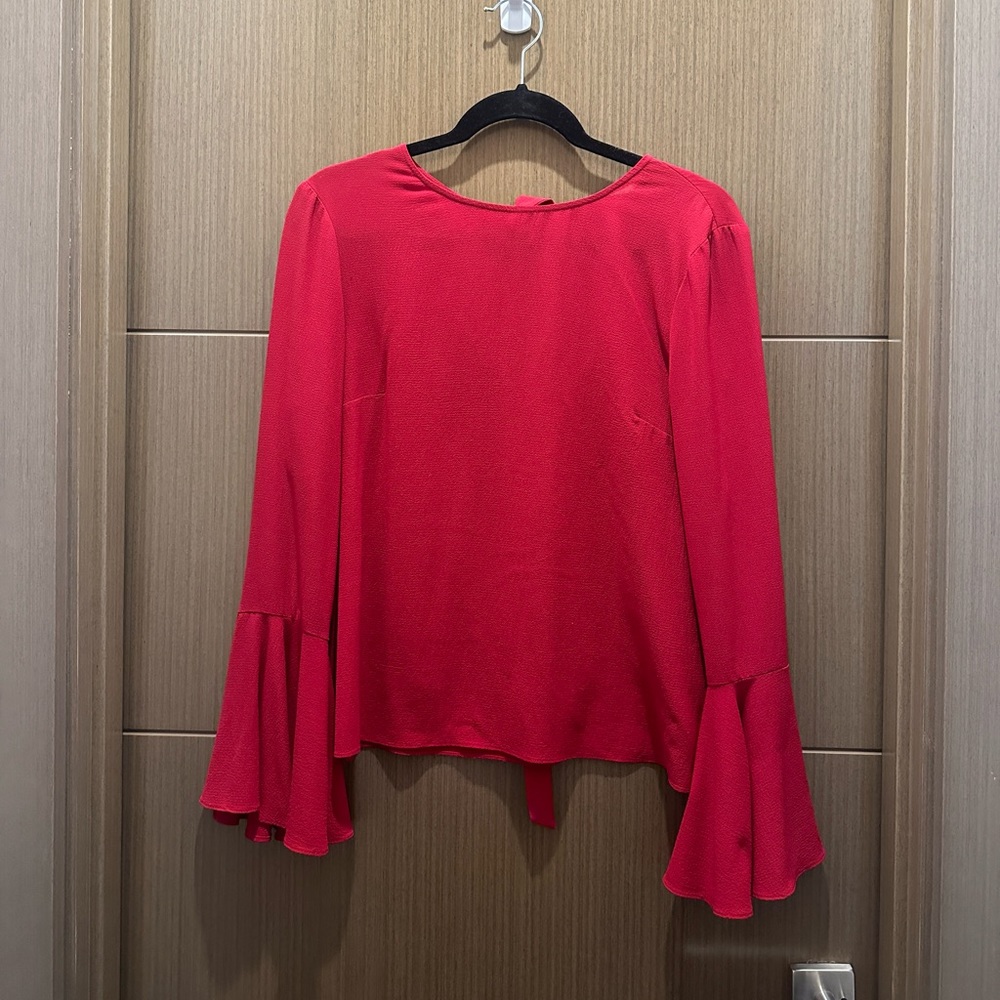 WAYF Red Blouse Bell Sleeves